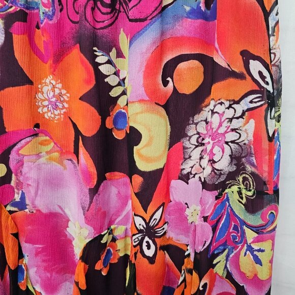 Chico's Pink Orange Artsy Silk Y2K Floral Boho Fairy Skirt 2 (L) - Picture 10 of 15
